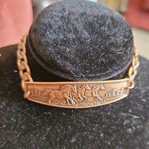 7.5" Copper Mustang Theme Chain Panel Bracelet